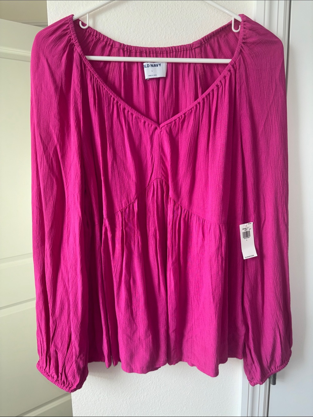 Old Navy Women's Hot Pink Long-Sleeve Peasant Tunic